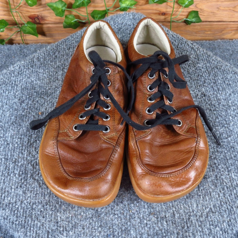 Splay Freestyle Unisex Barefoot Shoes Sz M7 W9 Minimalist Brown Leather Gum Sole - Picture 3 of 9